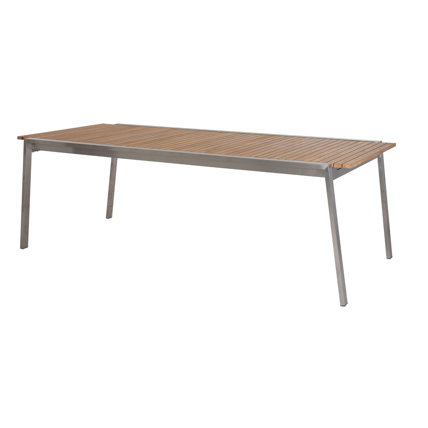 Brafab Naos matbord 100×220-320 cm rostfritt stål/teak