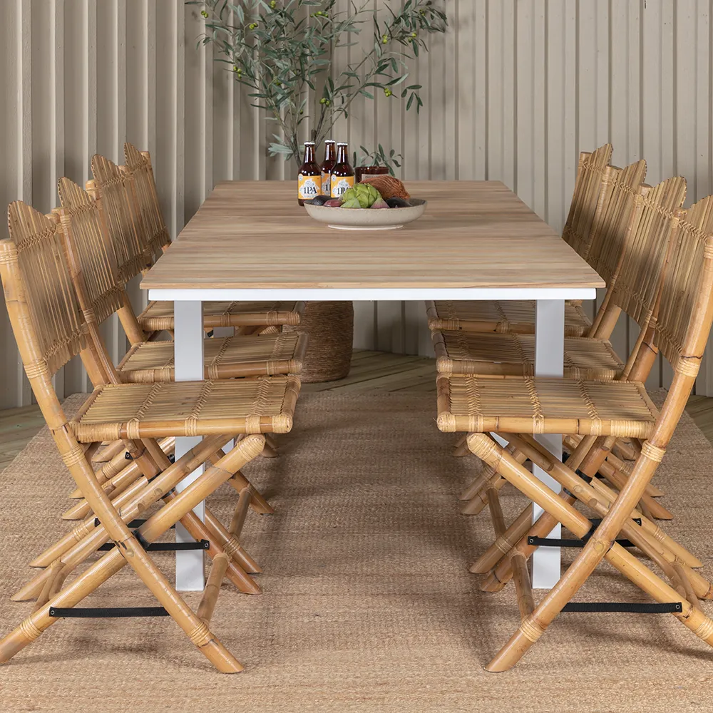 Mexico Matbord 90x160-240 cm Vit/Teak