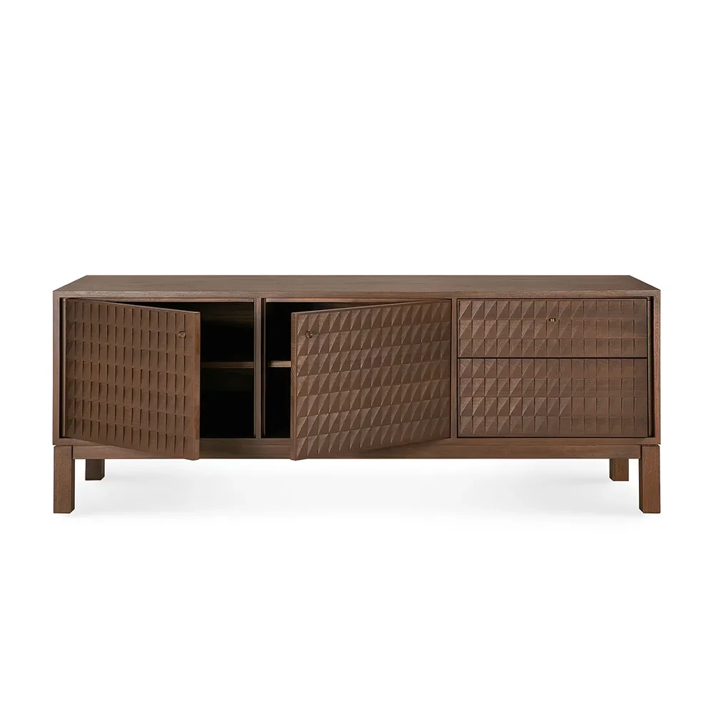 TV-bänk i teak Sono Light Brown L160 cm