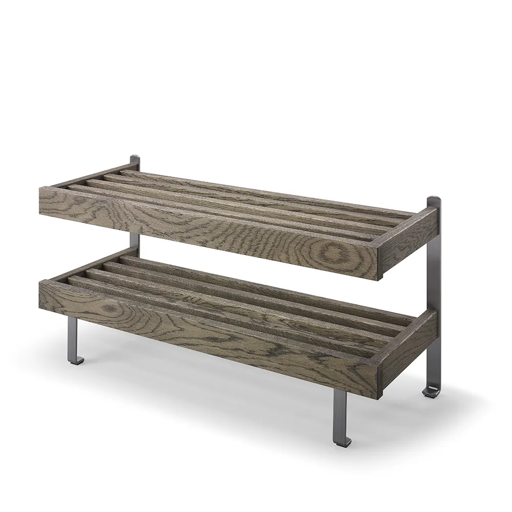 oscarssons möbel, nadja skohylla  80 cm rökt ek/slipat stål