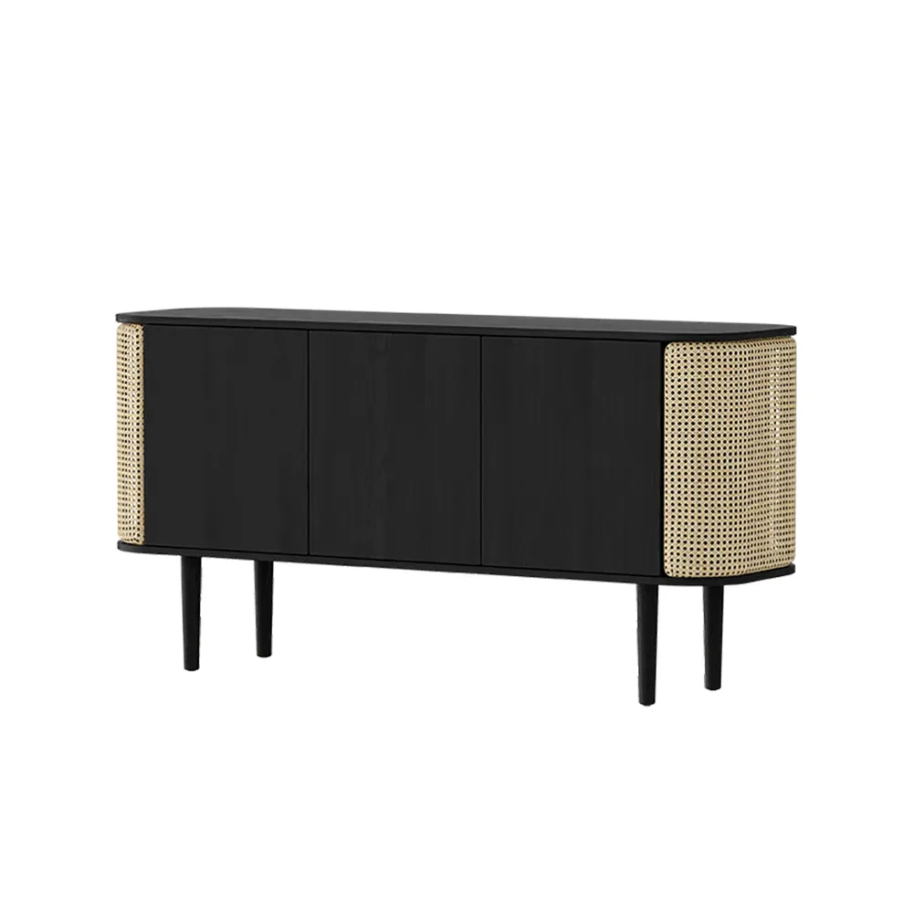 umage, treasures 3-dörrars skåp svart ek/ventian cane