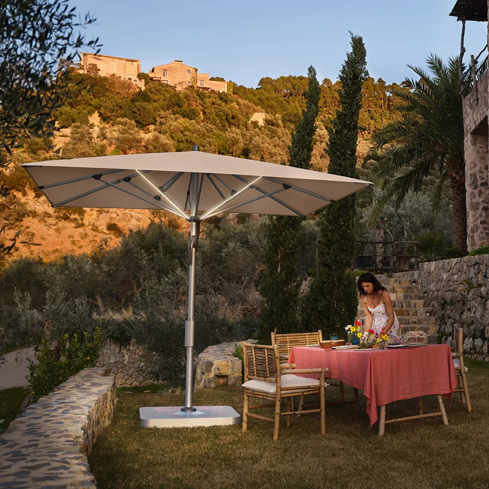 Fortello LED 350x350 cm parasoll alu Cat.5 600 Wave