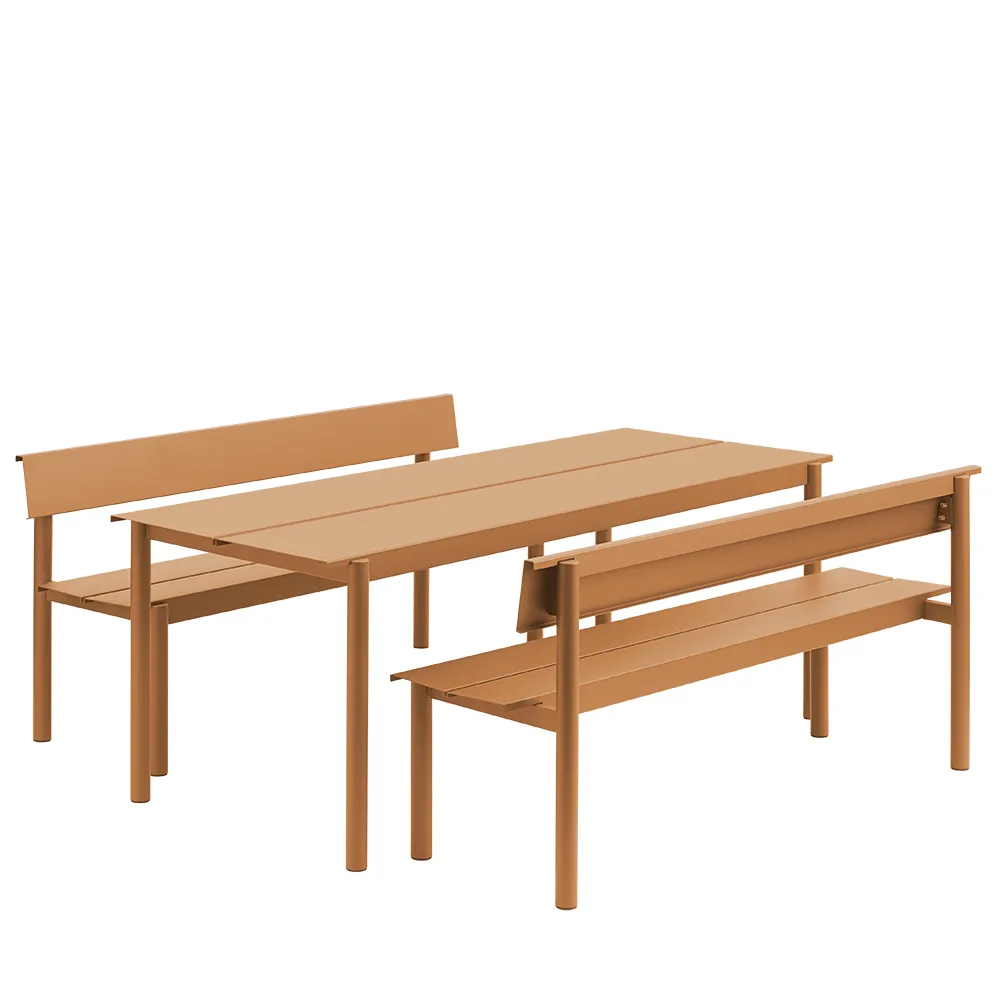 Rät stålbänk 170cm Linear Steel Burnt Orange