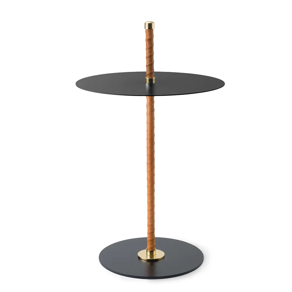 Klong, Cabaret sidobord Svart läder, mässing och stål