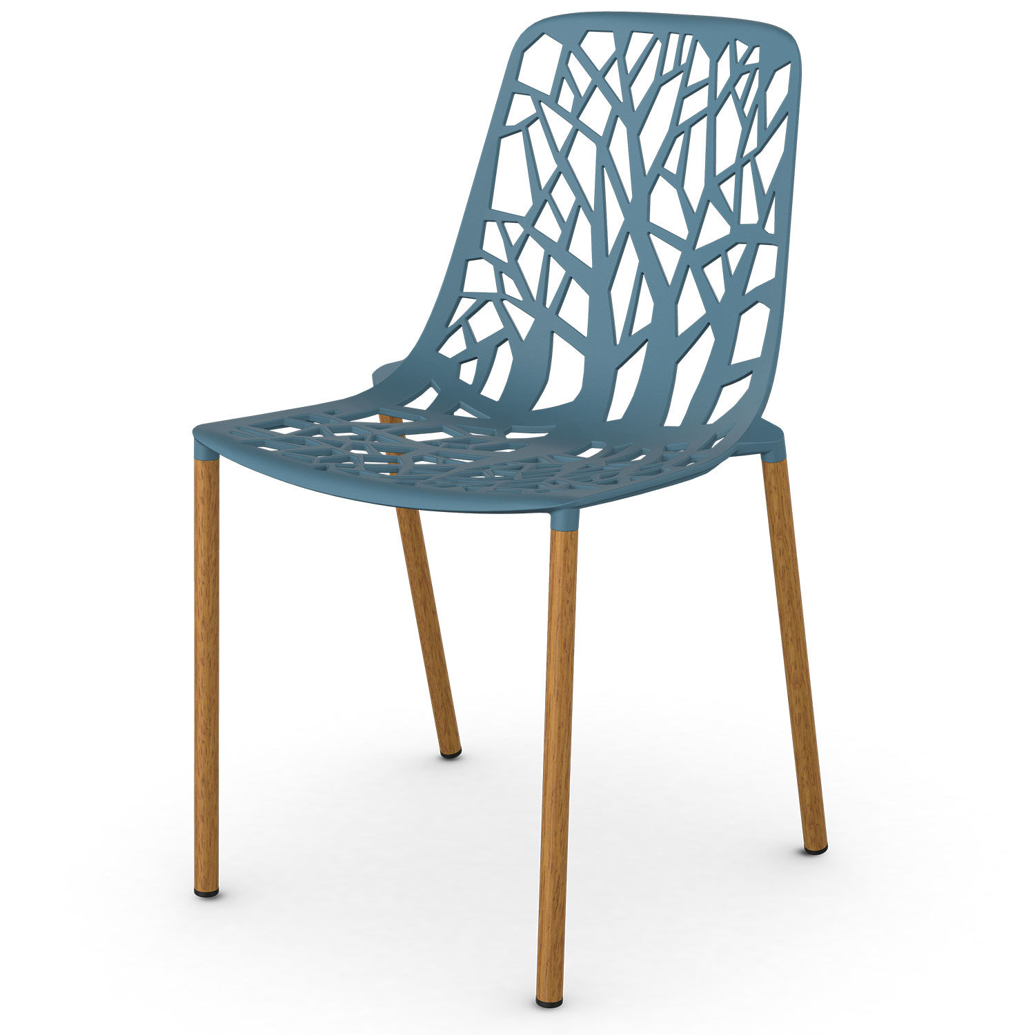 Fast Design Forest matstol med Iroko klädda ben Blue Teal