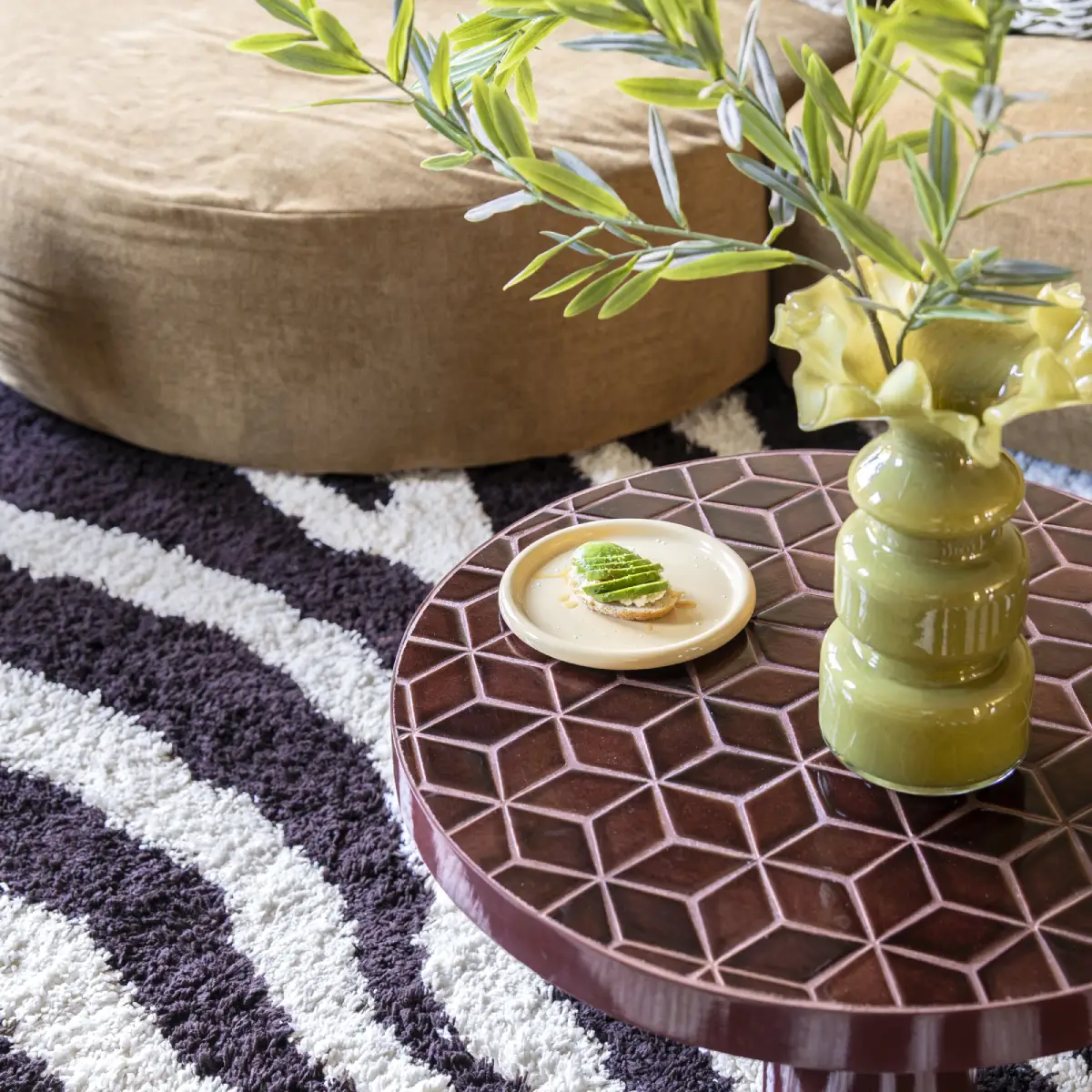 Soffbord Patterna med skiva av mosaik Röd