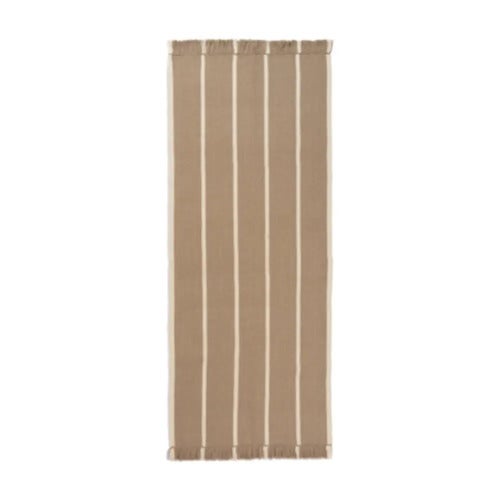 Calm Kelim Matta 80x200 cm- Dark Sand/Off-white