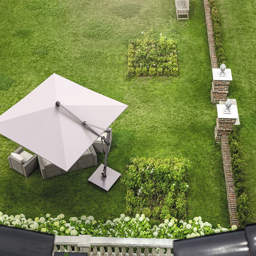 Sombrano S+ frihängande parasoll 350x350 cm kat.4 antracite alu / 404 white 