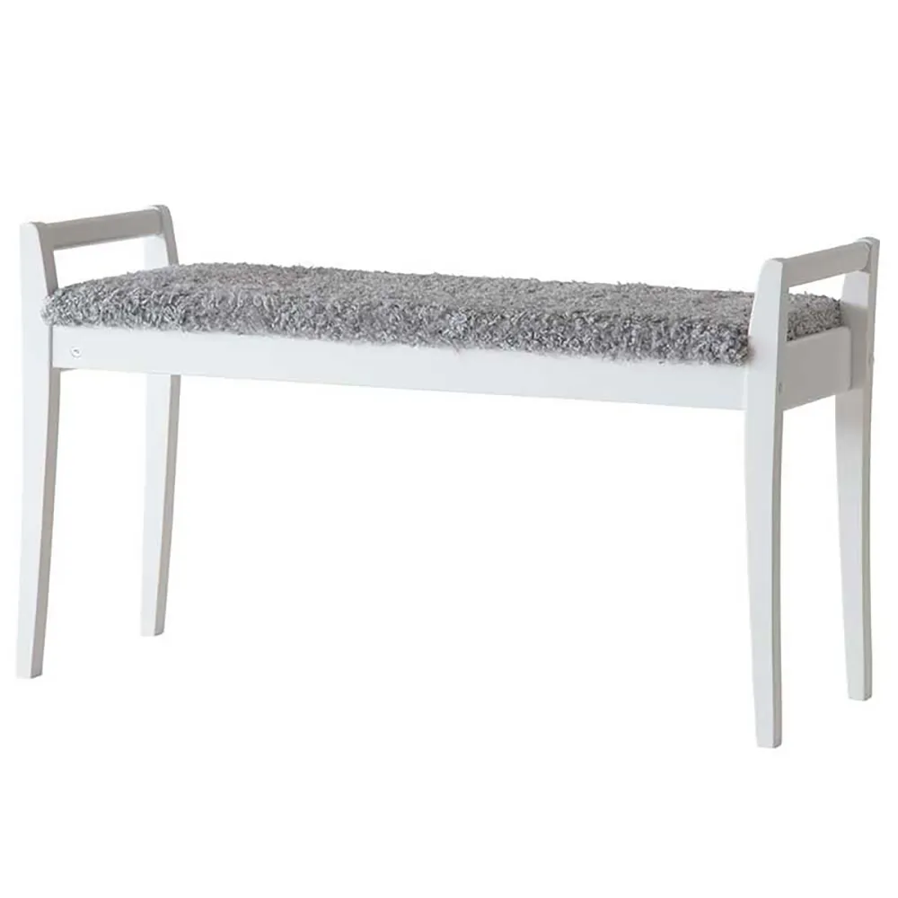 Oscarssons Möbel, Meja Bänk Vitlackad Björk/årskinnslook Ljusgrå