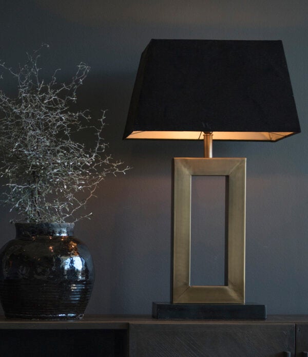 Lampskärm rektangulär L Black Leather