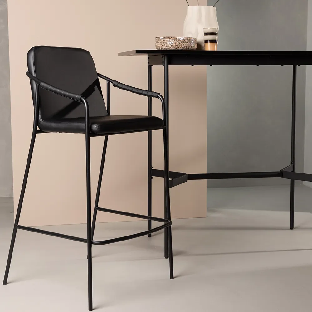 Tvist barstol svart 2-pack 