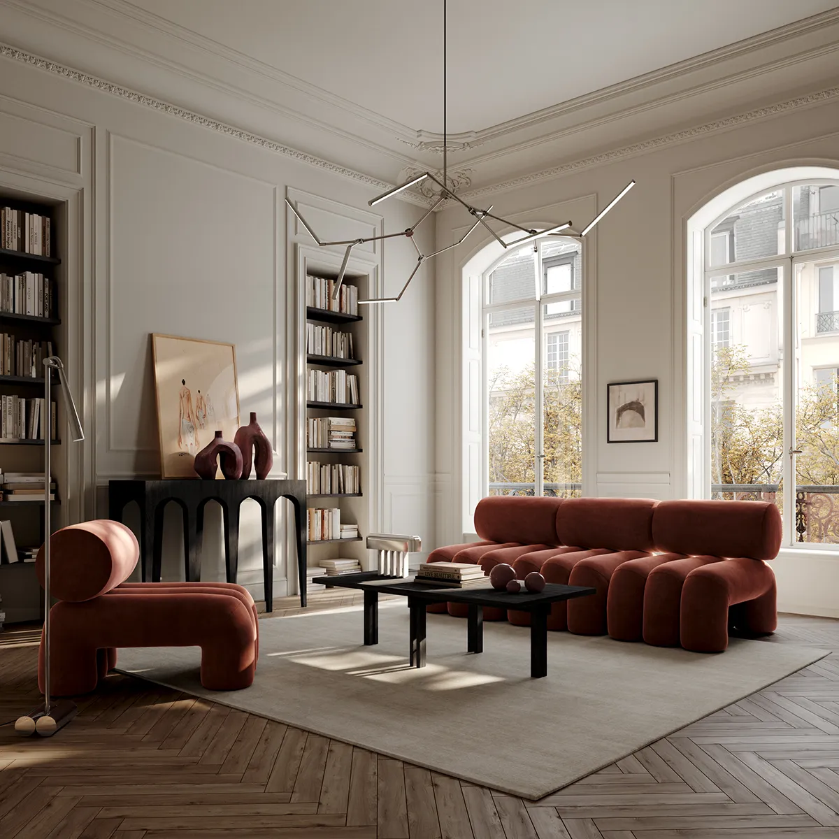 Bow konsolbord stort - Coffee Black Oak 