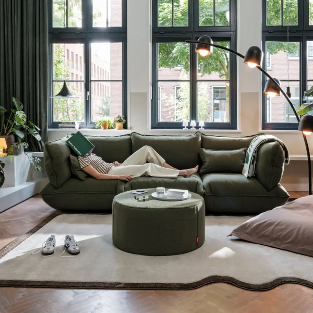 sumo armstöd boucle recycled leaf green