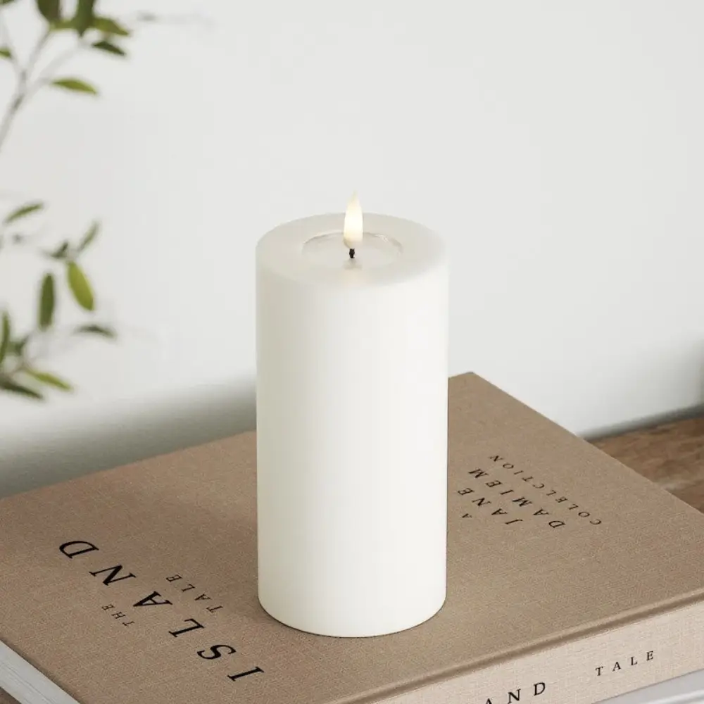 LED Blockljus Ø7,5x15 cm vit