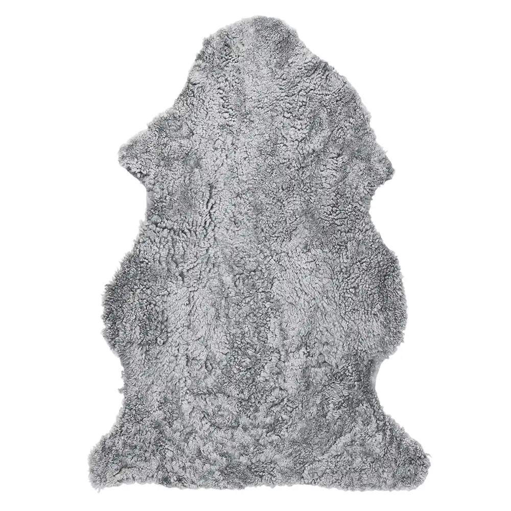 Skinnwille Curly fårskinn 60×95 cm Charcoal grey Silver
