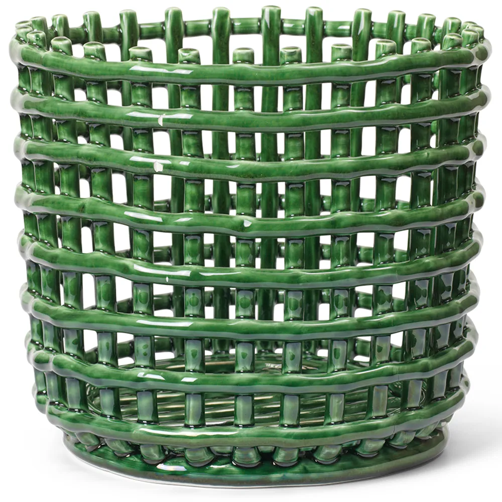 Alternativ bild 0 för Ferm Living - Ceramic Basket - Korg - Large - Emerald Green - Ø23,5 x H21 cm