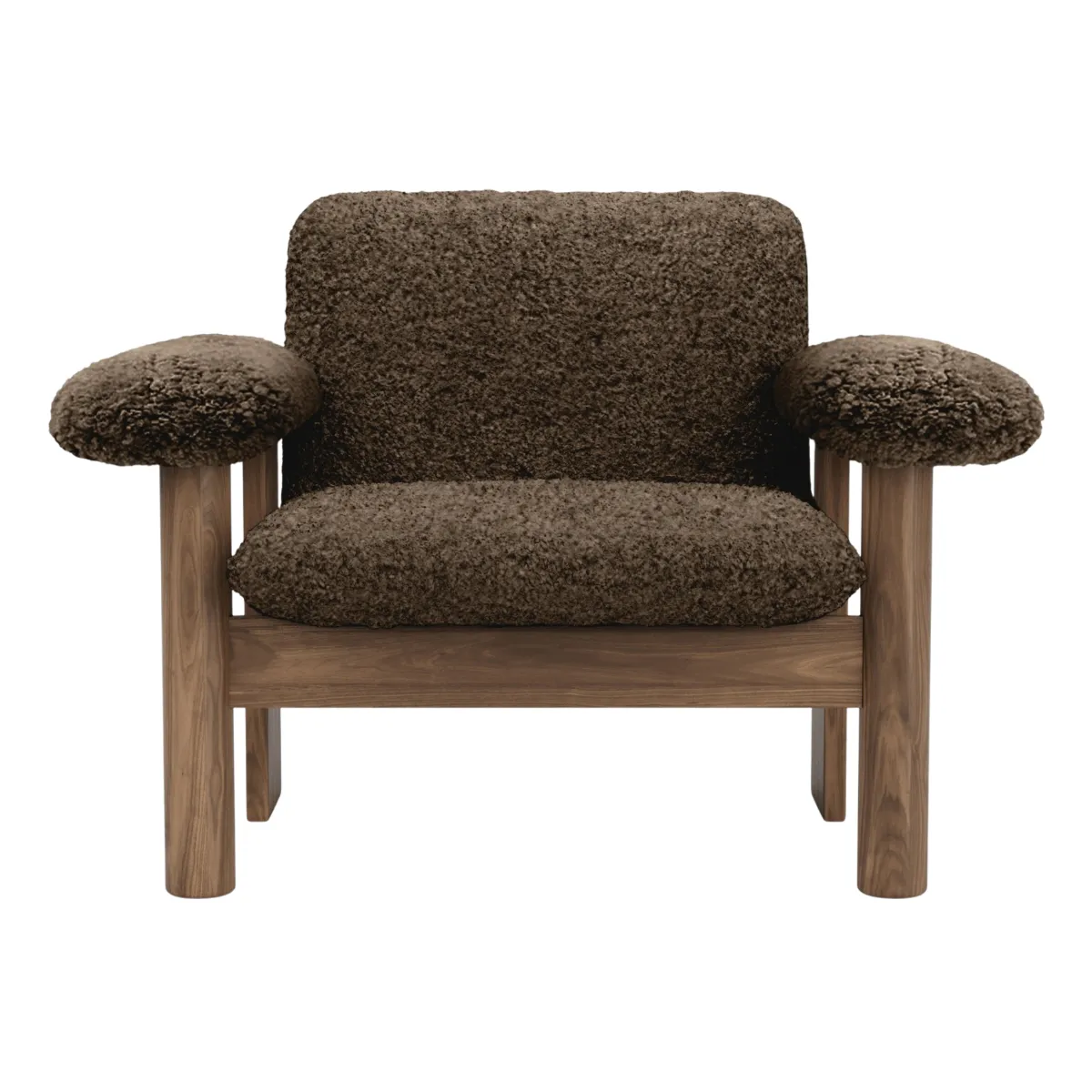 Brasilia loungestol valnöt massiv Sheepskin Nevotex Root