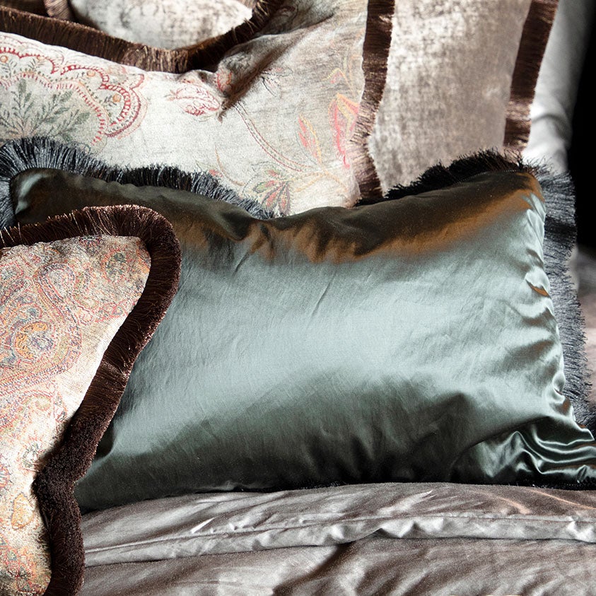 Dorsia Green Kuddfodral Fringe 50X50