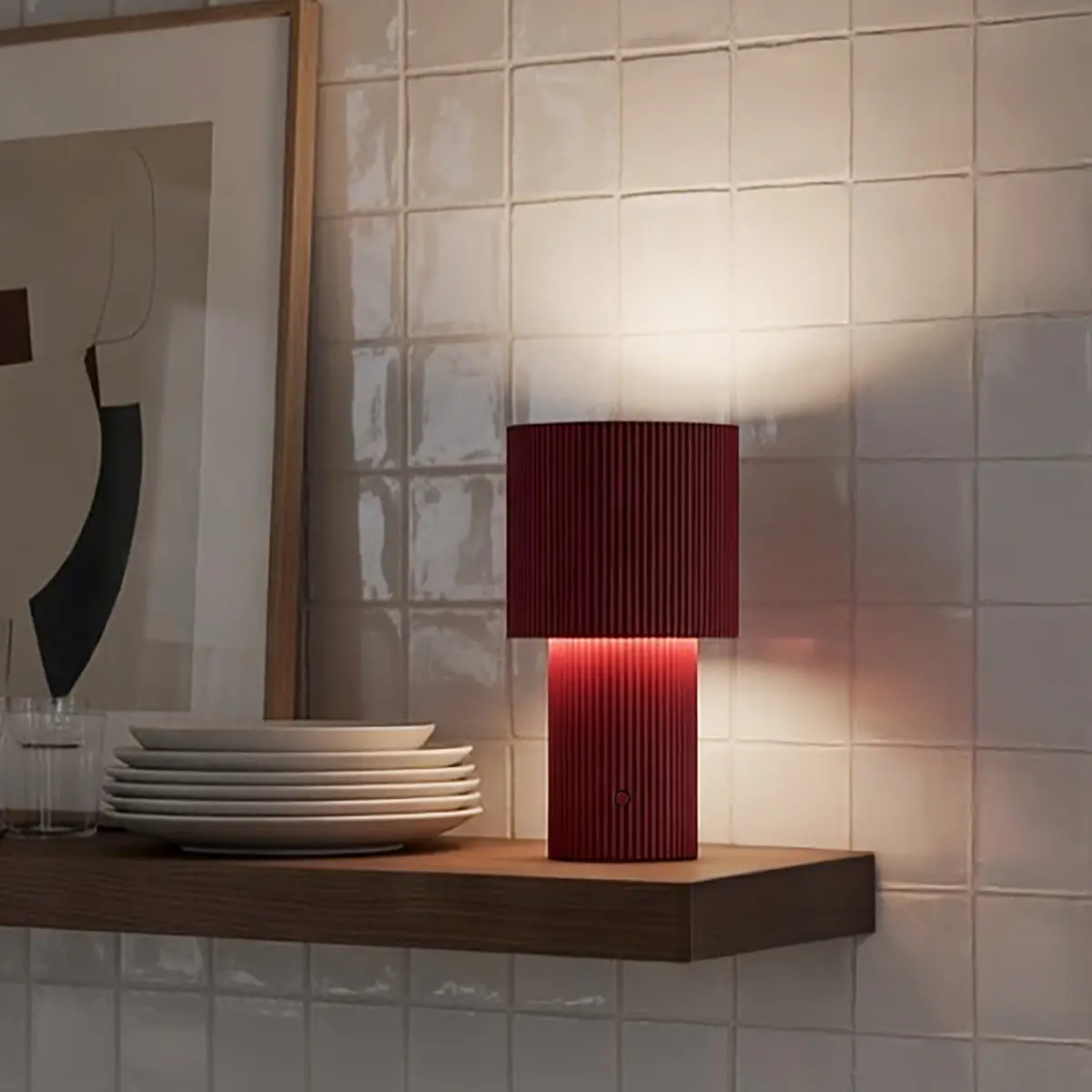 Bordslampa Iluma portabel Ø12,2xH22,1 cm Metall Röd