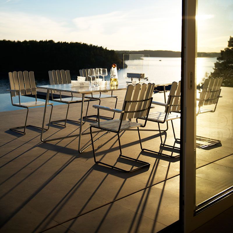 Bord 9A 100 Obehandlad Teak / Varmförzinkat Stativ