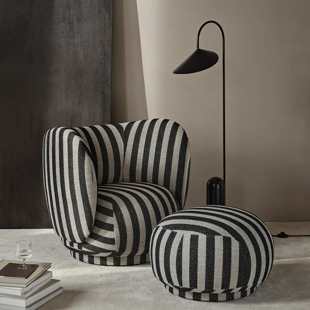 Justerbar Golvlampa med Travertinfot Arum Black