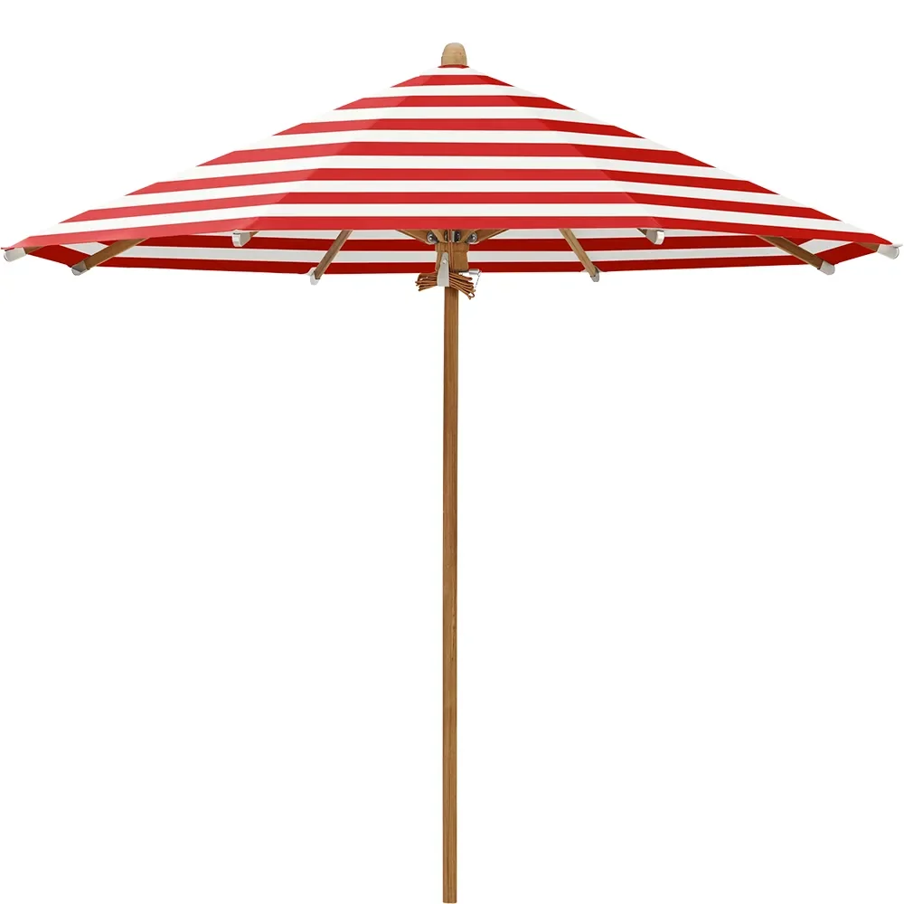 Glatz, Teakwood parasoll 300 cm Kat.5 800 Red Stripe