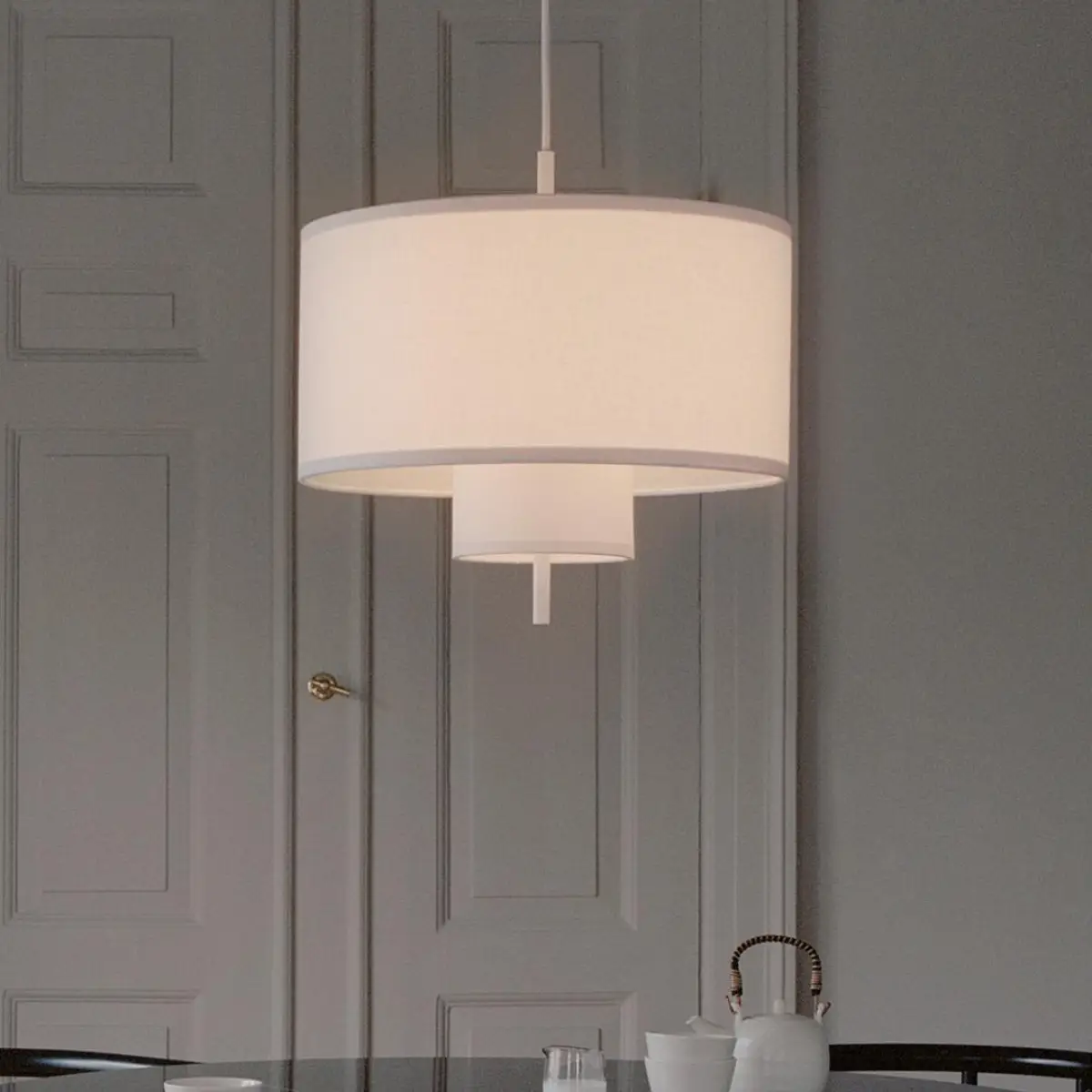 Margin Pendellampa Ø50 Vit Canvas