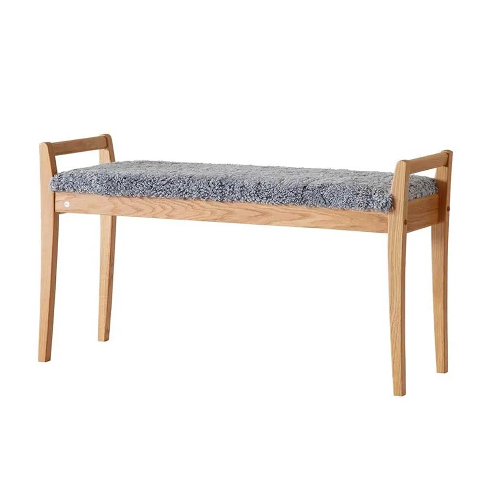 Meja Bänk Oljad Ek/Fårskinn Ljusgrå