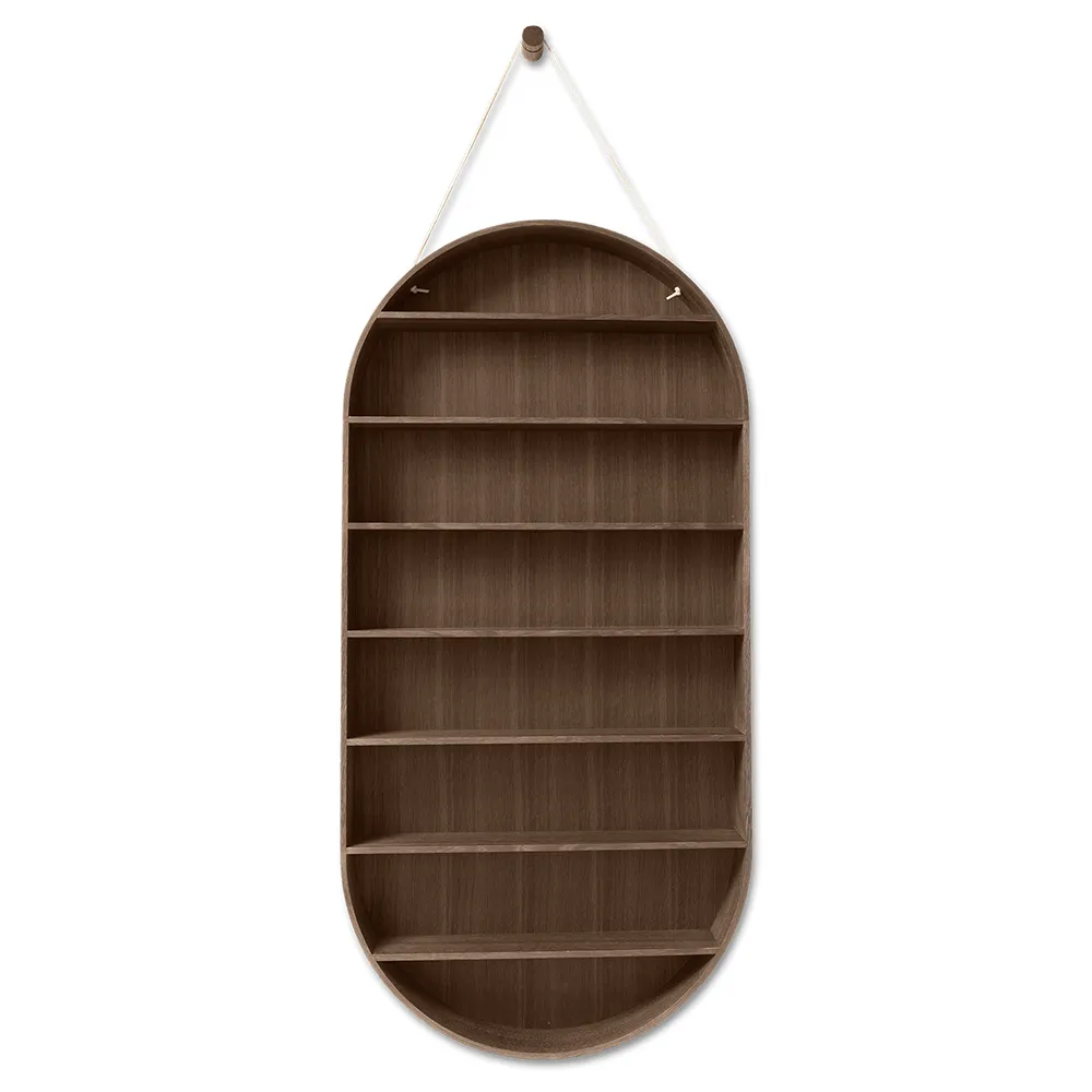 ferm living, oval dorm vägghylla - smoked oak
