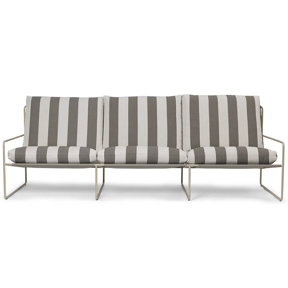 Produktfoto för Ferm Living - Desert 3-seater - Trädgårdssoffa - Stripe - Cashmere/Chocolate - W233 x H78 x D85 cm