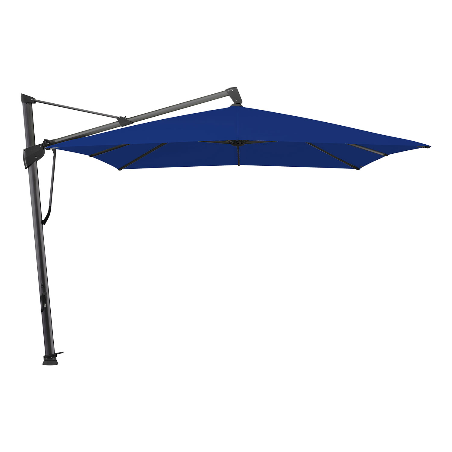 Sombrano S+ frihängande parasoll 300×300 cm kat.5 antracite alu / 659 pacific Glatz