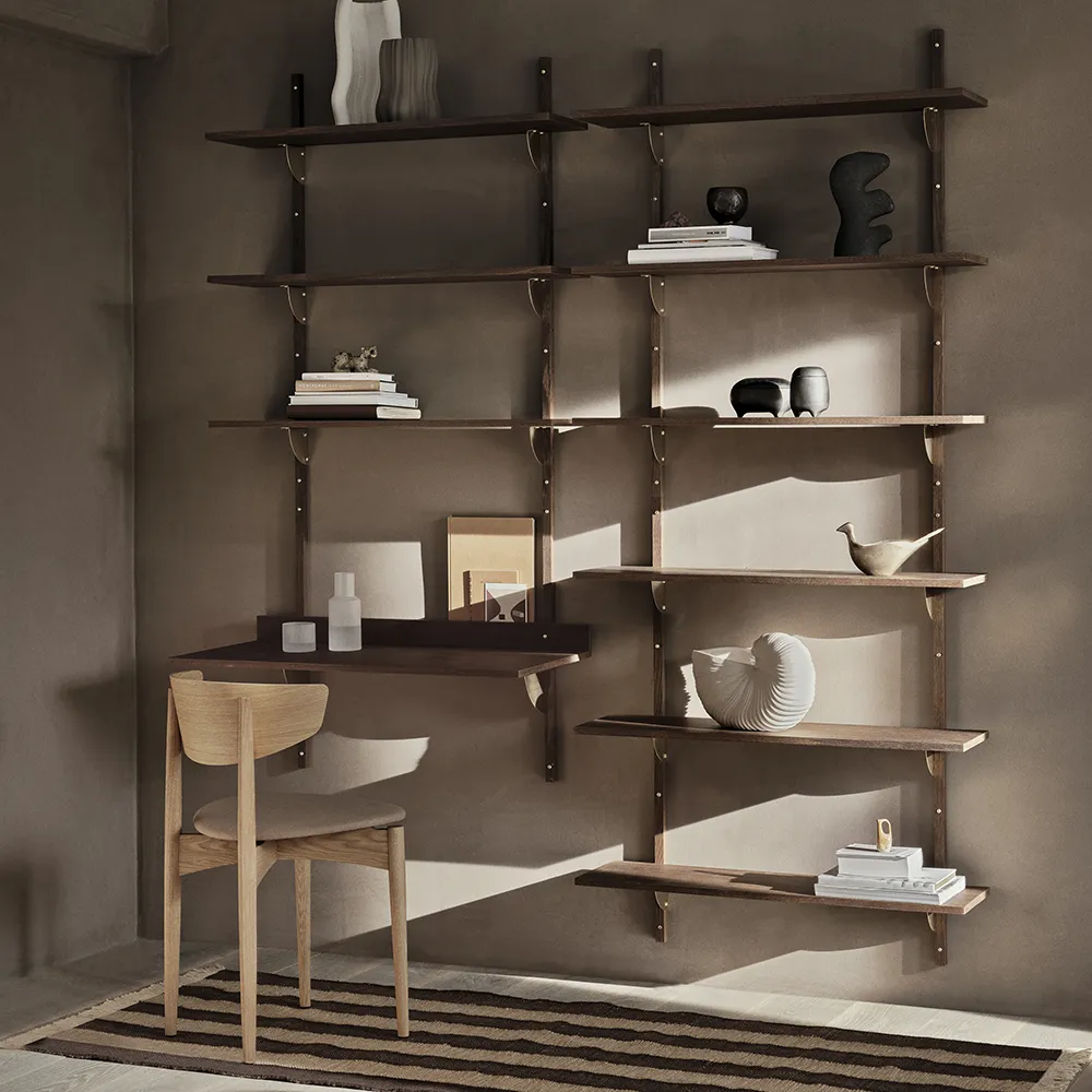 Sector Väggmonterat Skrivbord - Smoked Oak/Brass