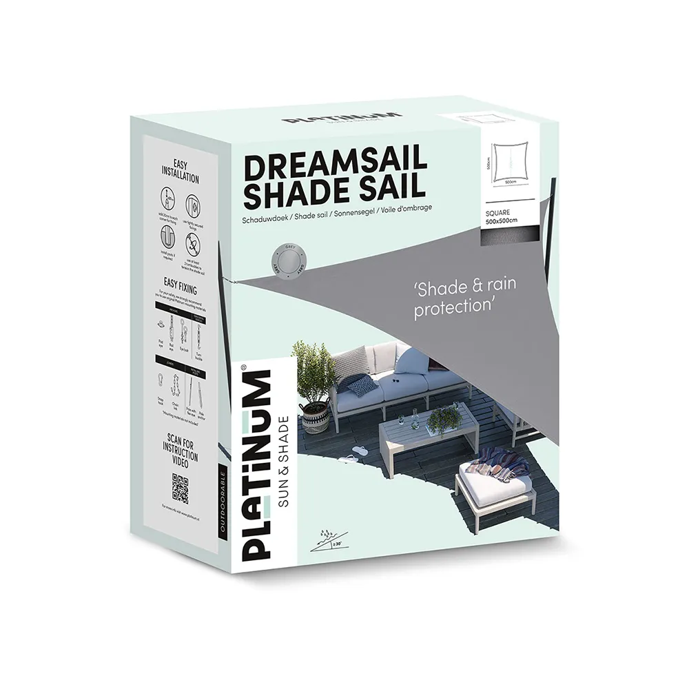 Dreamsail solsegel vattentätt kvadratiskt 500x500cm cream 