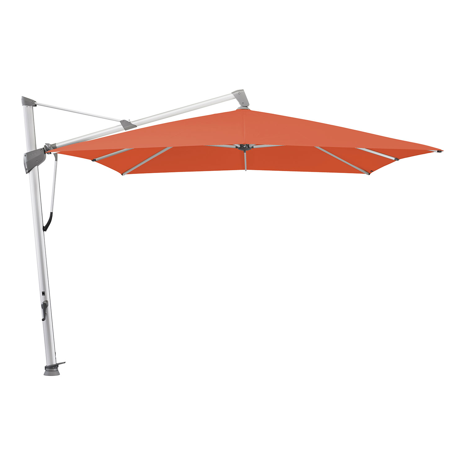 Sombrano S+ frihängande parasoll 350×350 cm kat.5 anodizerad alu / 660 papaya Glatz