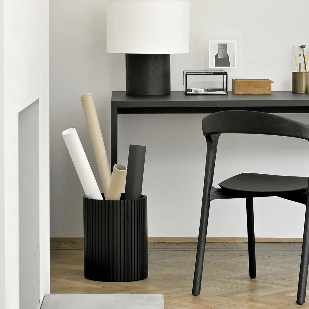 Roller Max papperskorg svartlackad mahogny