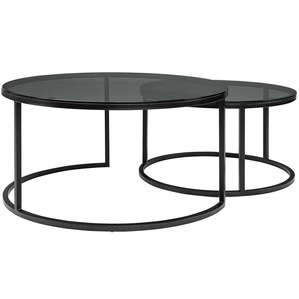 Reeves Soffbord Svart Glas 2-Set
