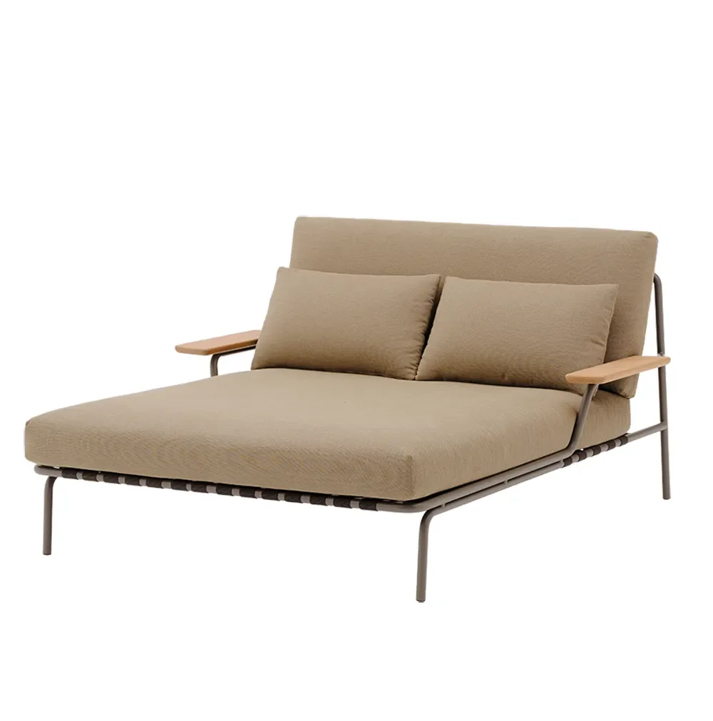 Loungebed Settle med armstöd Taupe