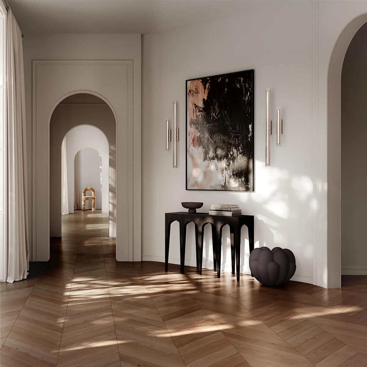 Bow konsolbord stort - Coffee Black Oak 