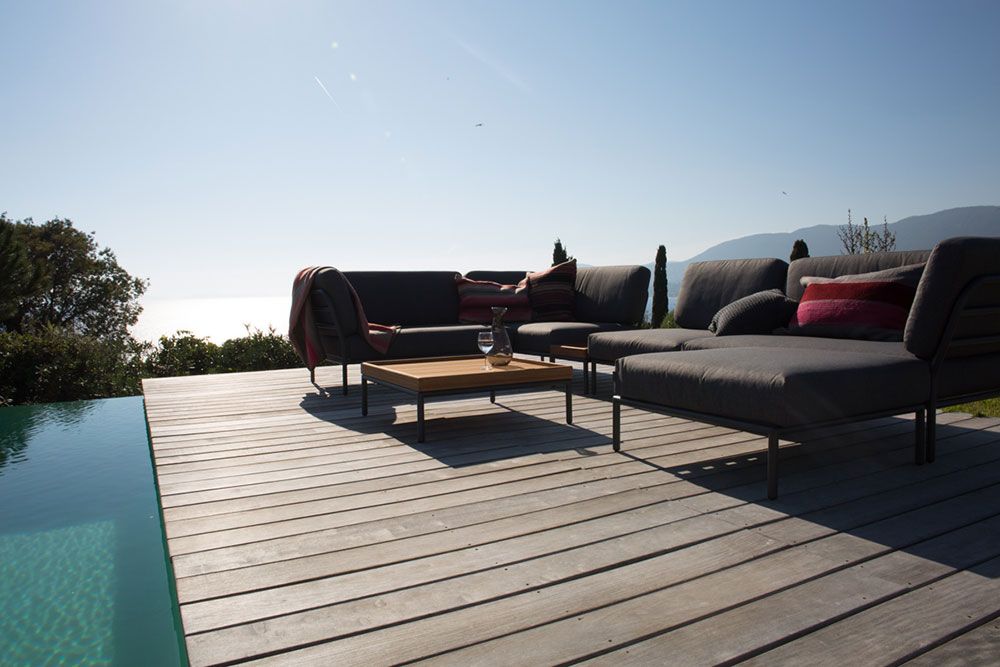 Level soffbord 41x81 cm grå aluminium 