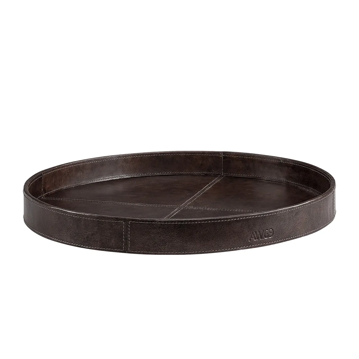 Artwood, Rund bricka i läder Mendoza Deep brown