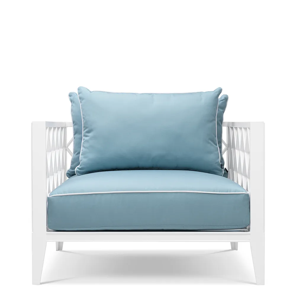 Outdoor Chair Ocean Club white sunbrella mineral blue