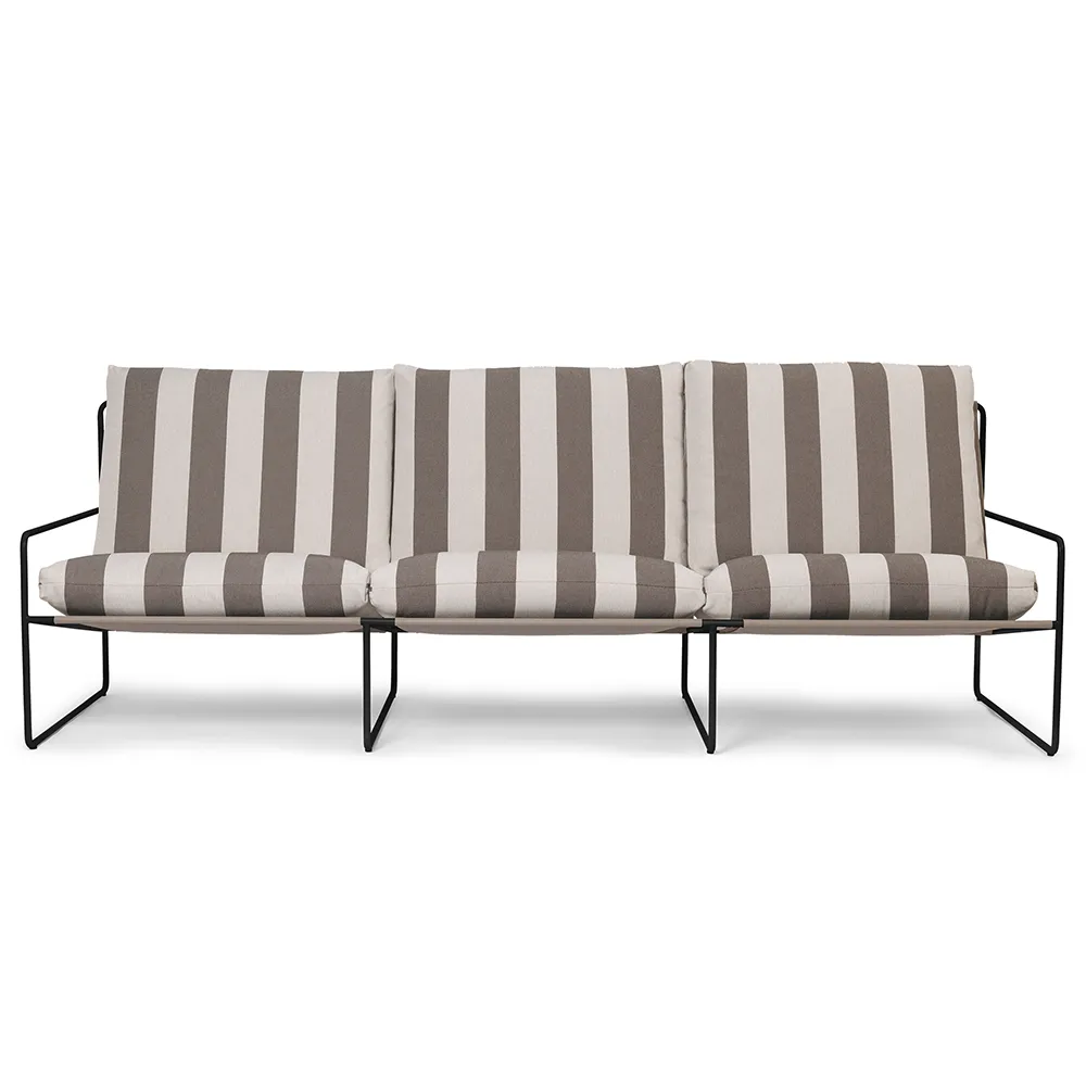 Produktfoto för Ferm Living - Desert 3-seater - Trädgårdssoffa - Stripe - Black/Chocolate - W233 x H78 x D85 cm