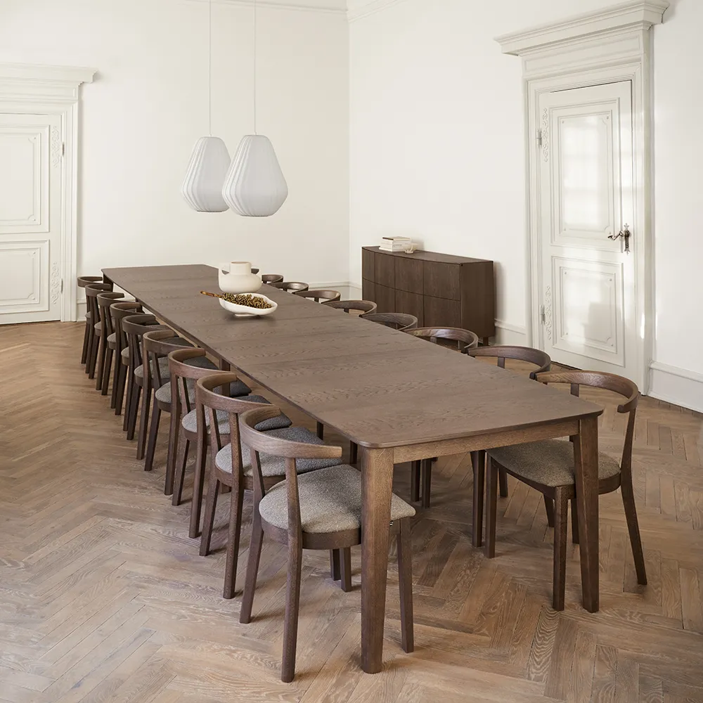 SM108 Matbord 101x238-391/544 cm Ek massiv Vitoljad 