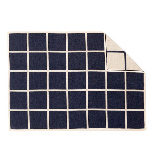 Vävd filt i lammull Criss Dark Blue
