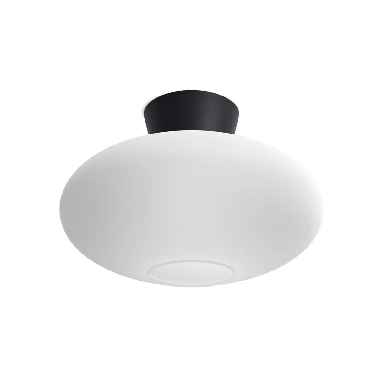 Bullo XL plafond Ø38xH25,6 cm metall/glas mattsvart/opalglas