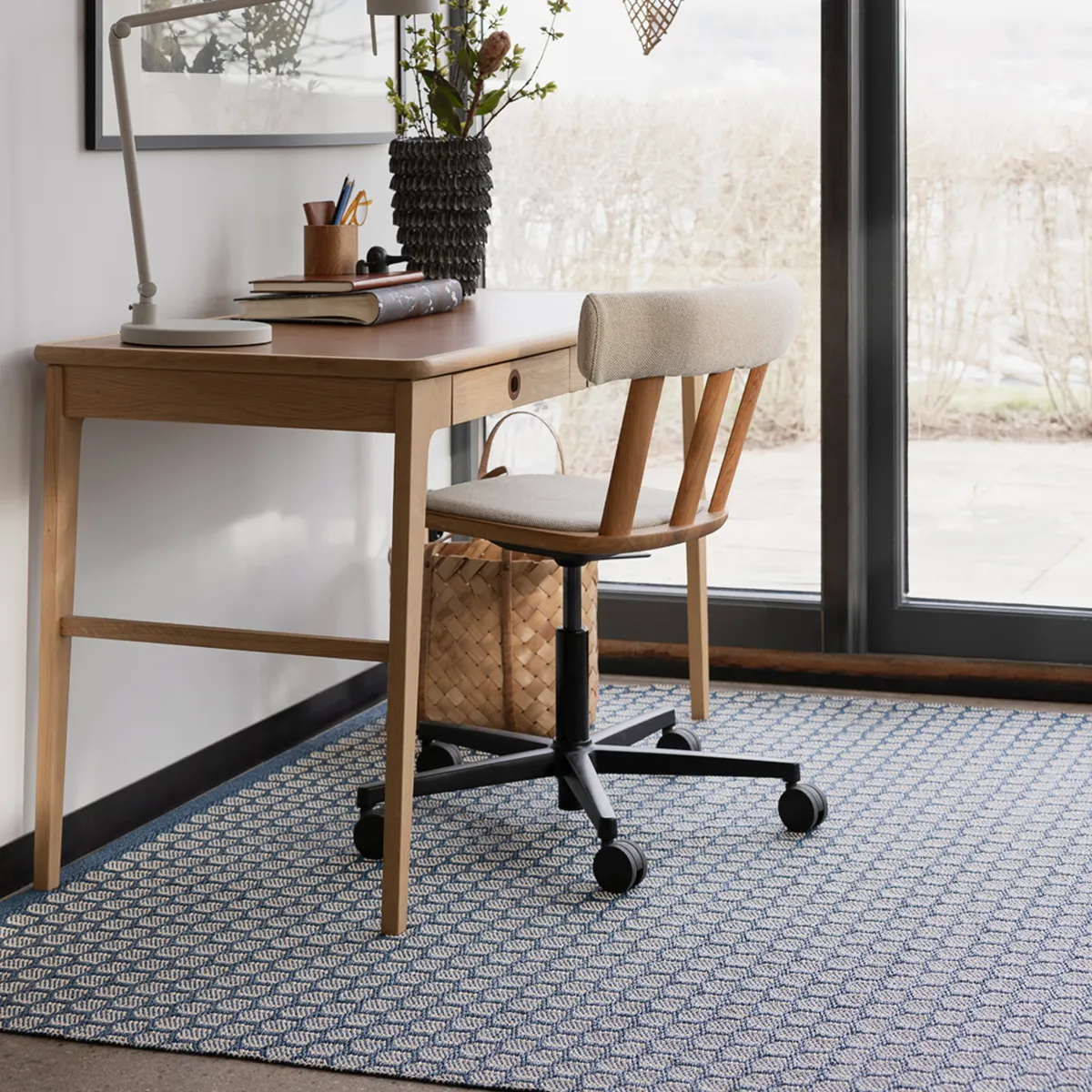 Vändbar Plastmatta MIMI Ocean Blue/Cream 70x360 cm