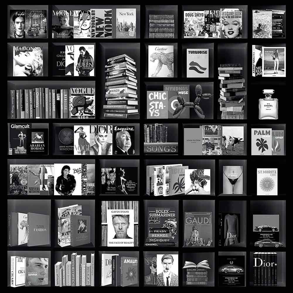 Artwood, Väggdekoration Book Case Fashion Black 120X120 Cm