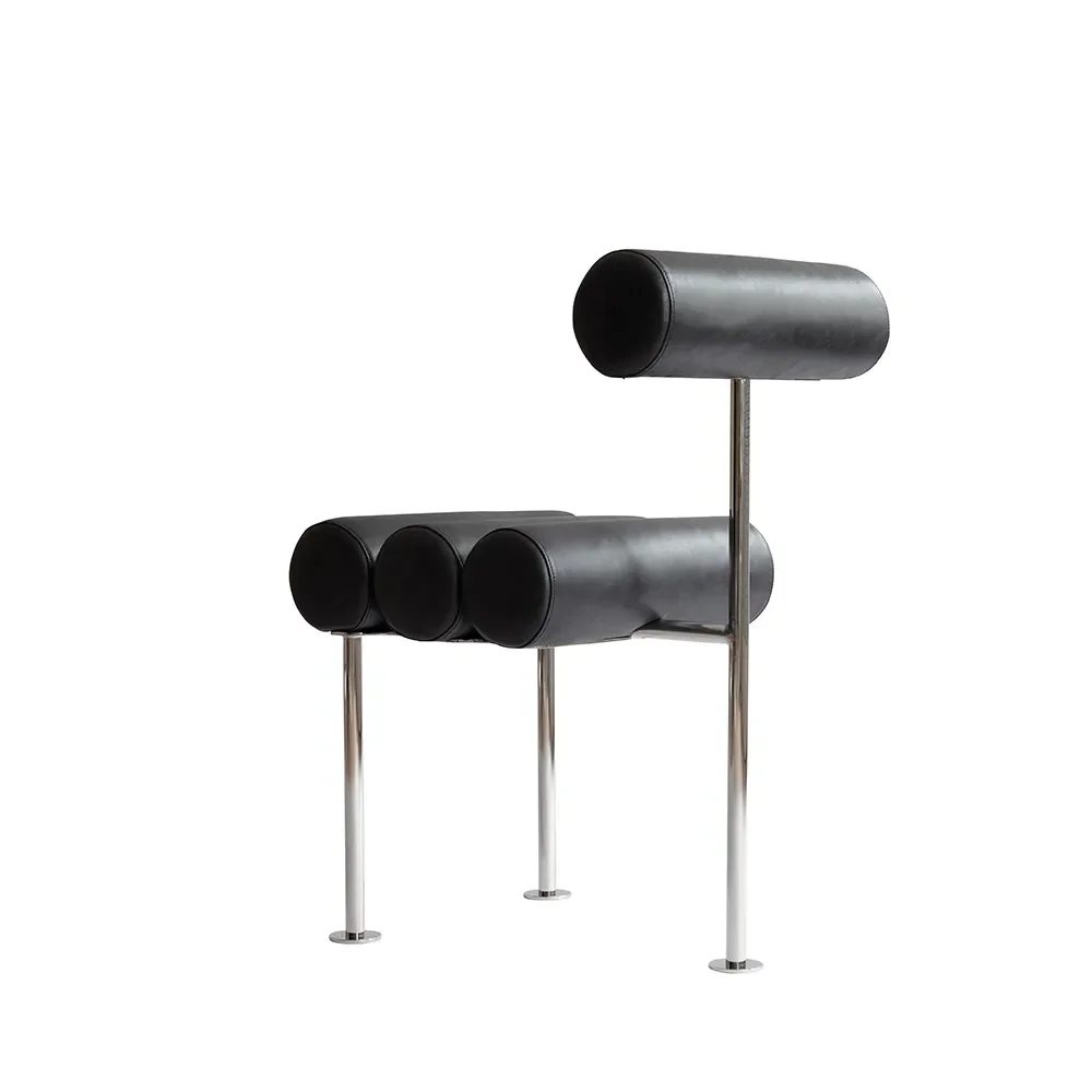 Hiro Matstol Stainless Steel - Aniline Leather Black