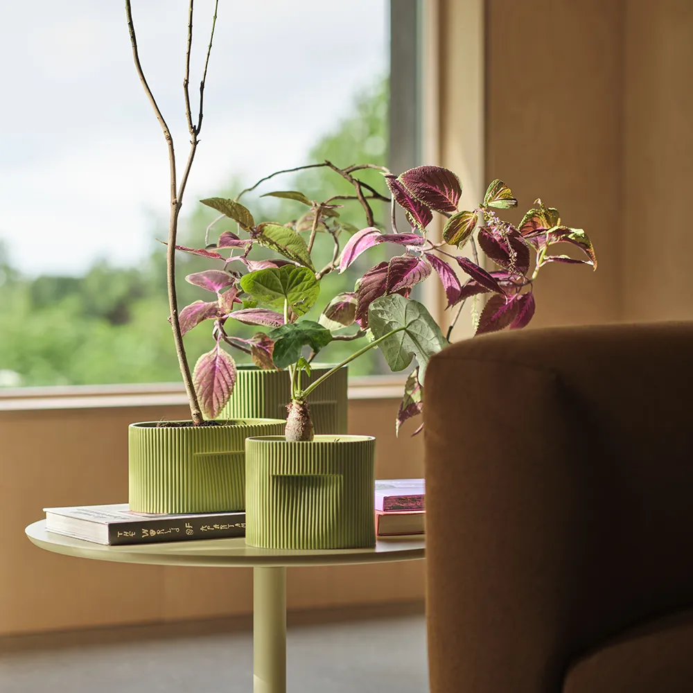 Ridge kruka H: 13 cm - Mossgrön