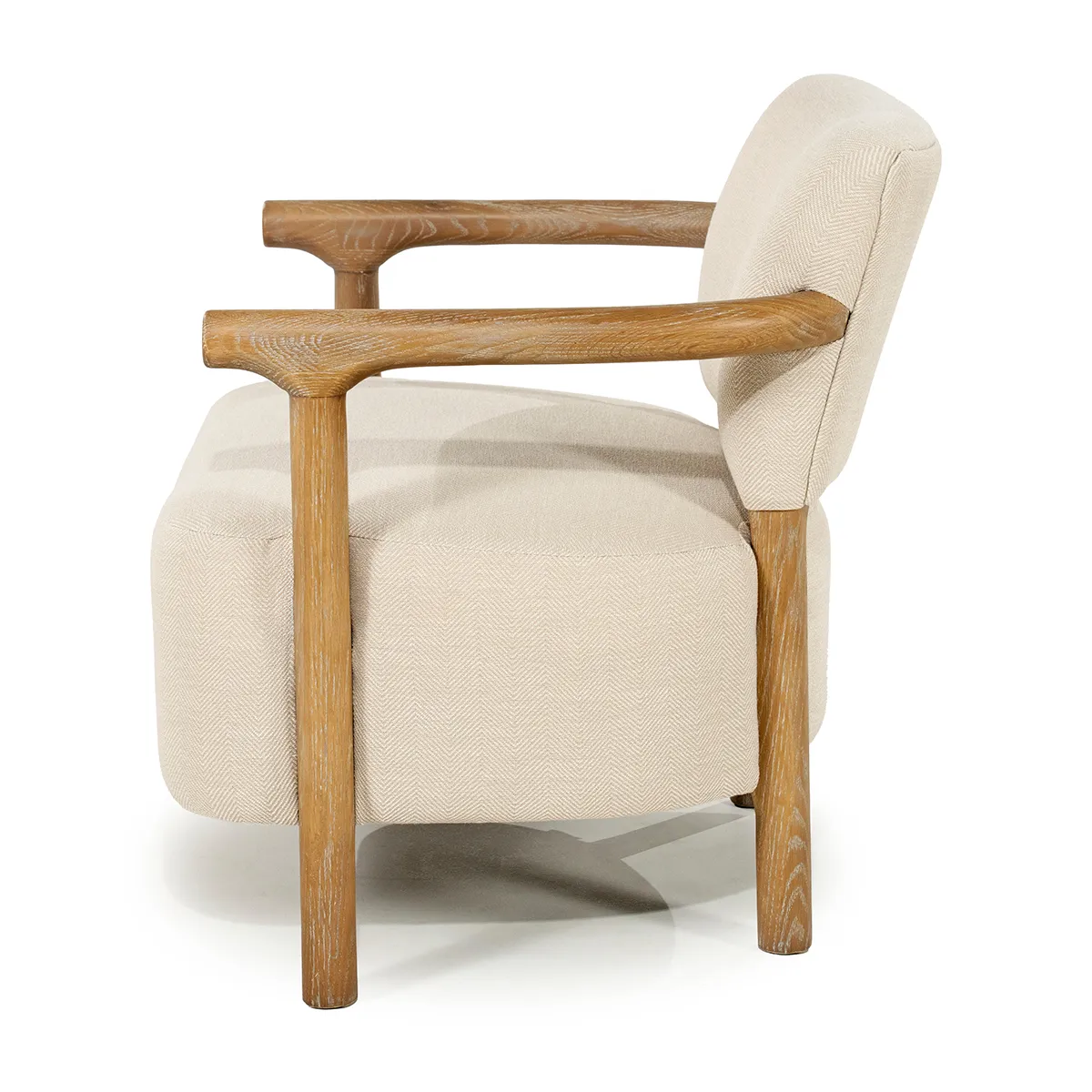 Karmfåtölj i Askträ Glenn Herringbone Beige